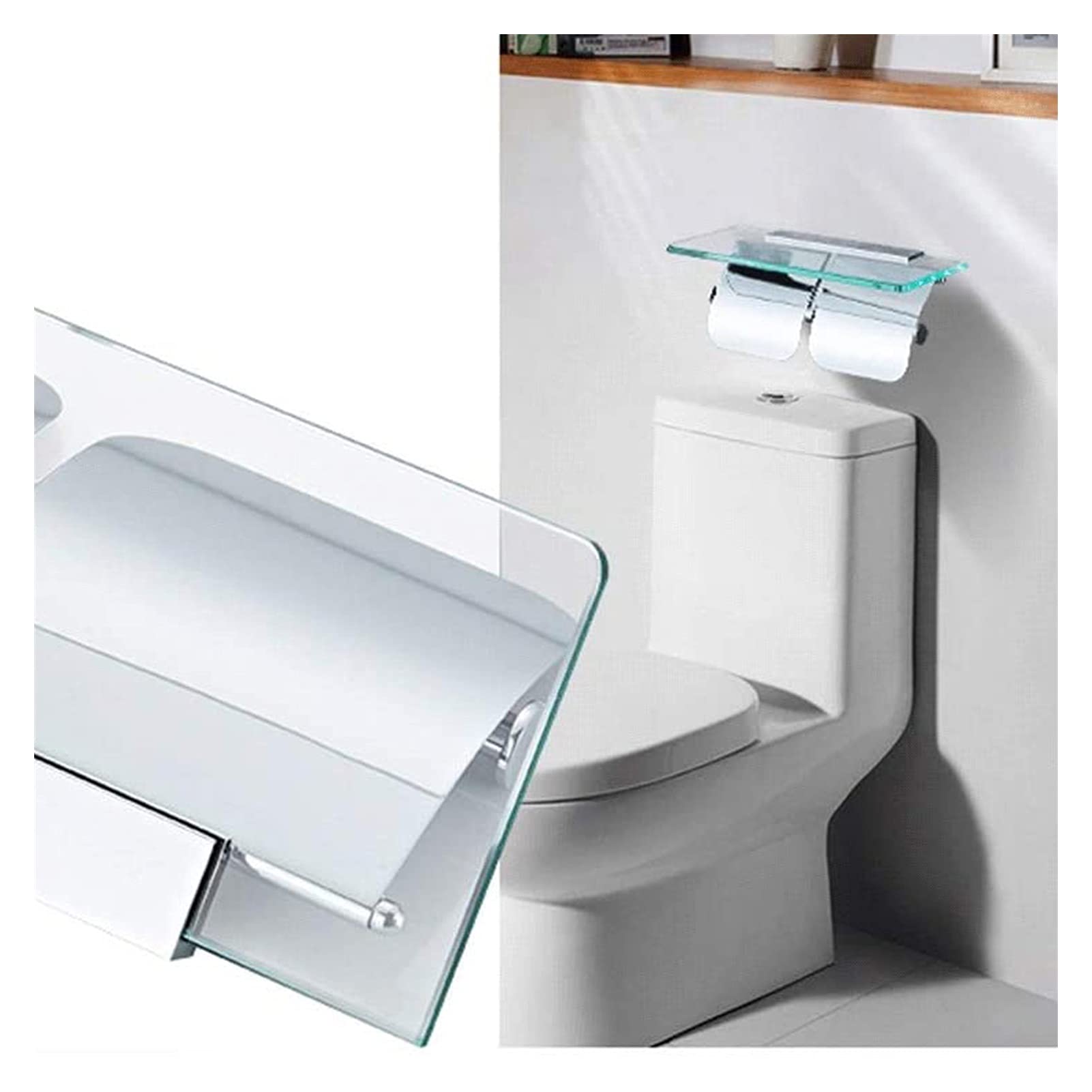 Amazon｜ラック トイレットペーパーホルダーガラスの棚の壁に取り付け